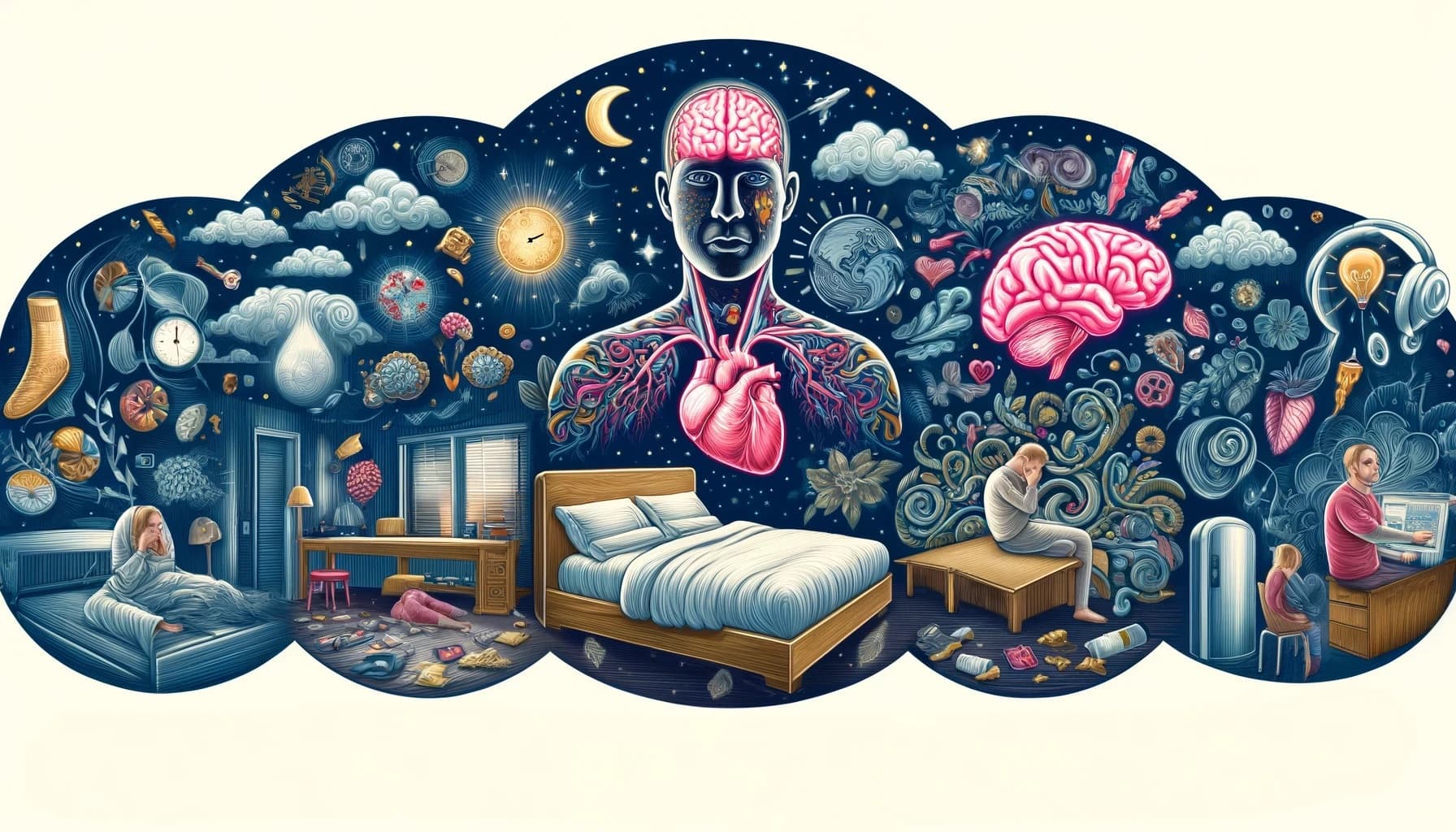 A person awake at night illustrating the many causes of insomnia